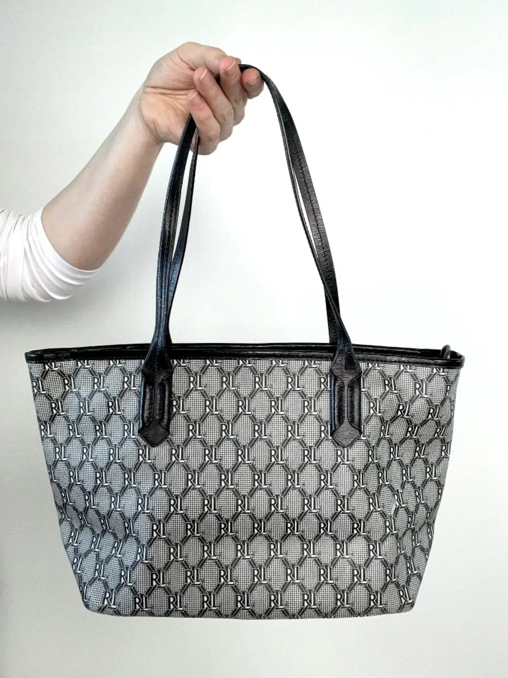 Ralph Lauren Blackwell Check Leather Tote - Picture 1 of 3